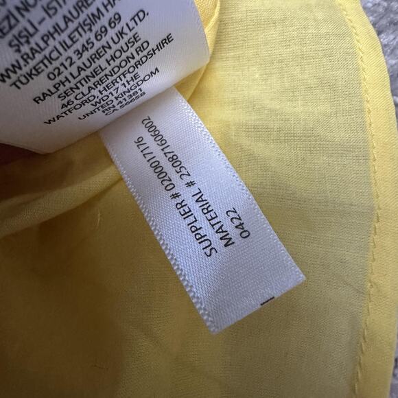 Lauren Ralph Lauren Dress Women 14 Yellow Gingham Tie Waist Tiered Spring Easter - Picture 12 of 15